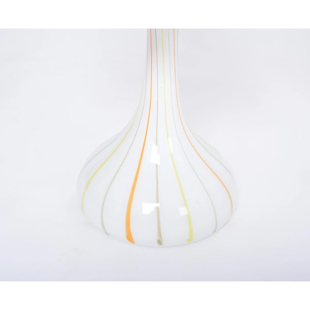1970s Tall White Glass Model Candy Table Lamps attributed to Holmegaard, 1970s, Set of 2 For Sale - Image 5 of 13