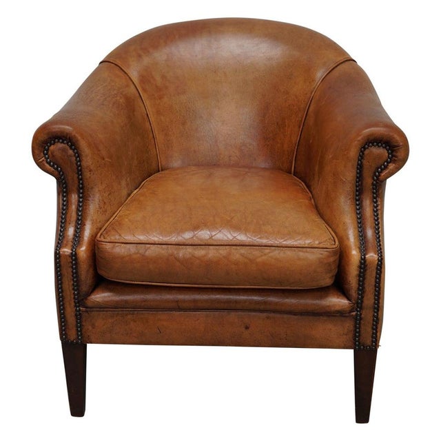 Vintage Dutch Cognac Colored Leather Club Chair For Sale - Image 16 of 16