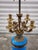 Metal Antique French Blue Opaline Glass & Bronze Candelabra Table Lamp For Sale - Image 7 of 16