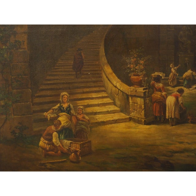 Rare 19th Century French Doors With Capriccio Oil Painting and Chinoiserie Verso For Sale - Image 12 of 12