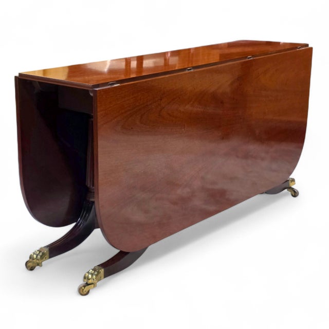 Wood Late 20th Century Baker Furniture Williamsburg Reproduction Mahogany Drop-Leaf Dining Table For Sale - Image 7 of 13