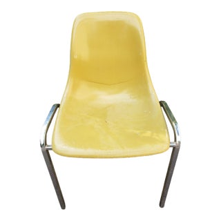 Mid Century Fiberglass Shell Dining Chair Ochre Stackable For Sale
