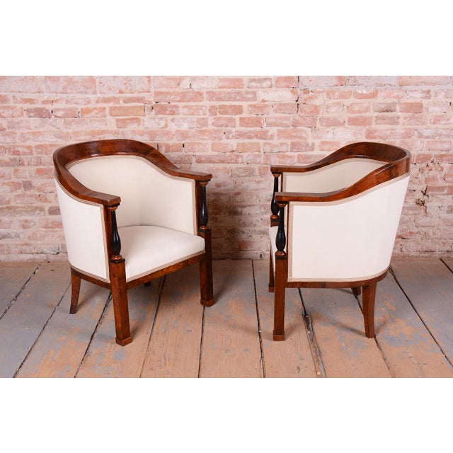 Biedermeier Seating Set in Walnut and Ebony, Austria, 1820s, Set of 3 For Sale - Image 12 of 13