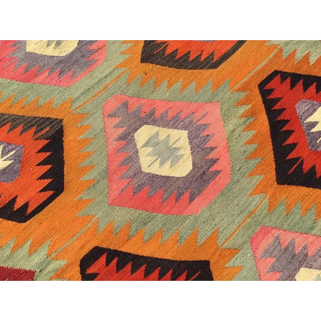 Vintage Diamond Design Kilim Rug - 67" X 102" For Sale In Raleigh - Image 6 of 11