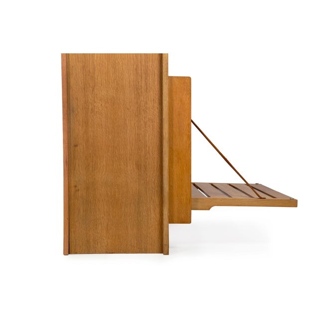 French Modernist Oak Bar Cabinet Bookshelf by Guillerme and Chambron For Sale - Image 10 of 16