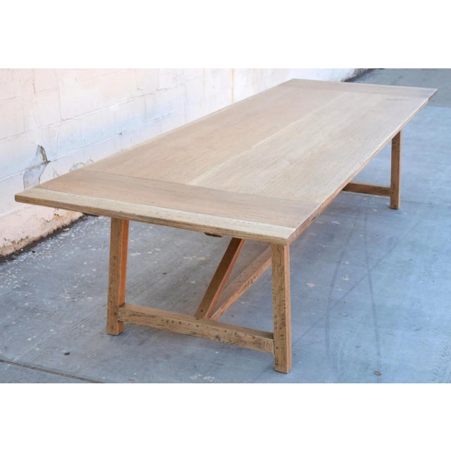 Wood Custom Expandable Farm Table in Distressed Rift Sawn Oak For Sale - Image 7 of 13