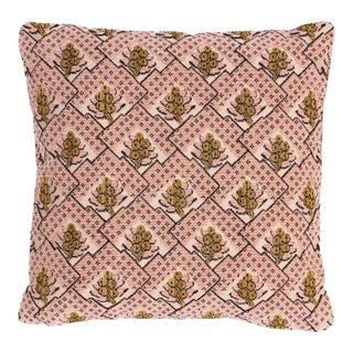 Schumacher Blair Silk Épinglé 16" Pillow in Wythe Rose For Sale