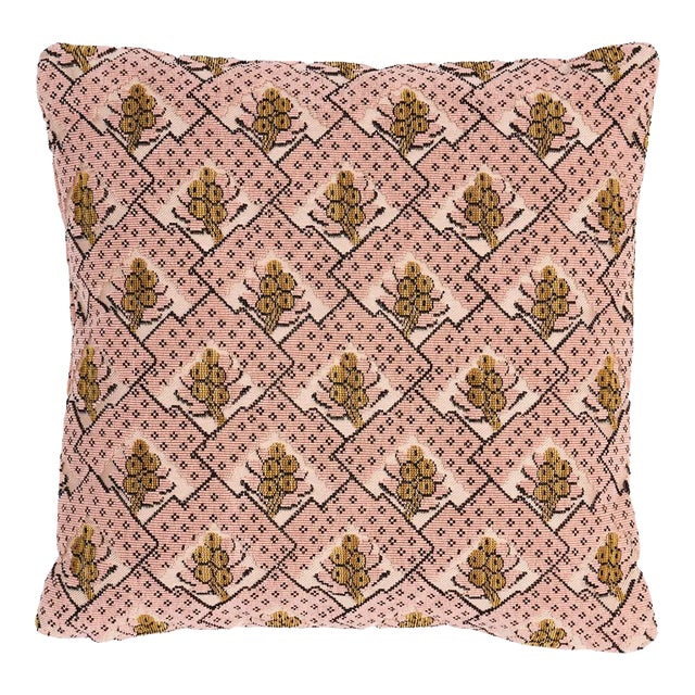Schumacher Blair Silk Épinglé 16" Pillow in Wythe Rose For Sale