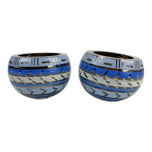 Monica Backstrom for Kosta Boda Tonga Line Tea Glass Bowls- A Pair