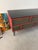 1990s Custom 11 Drawer Credenza in Red with Brushed Steel Doors and Black Glass Top For Sale - Image 4 of 17