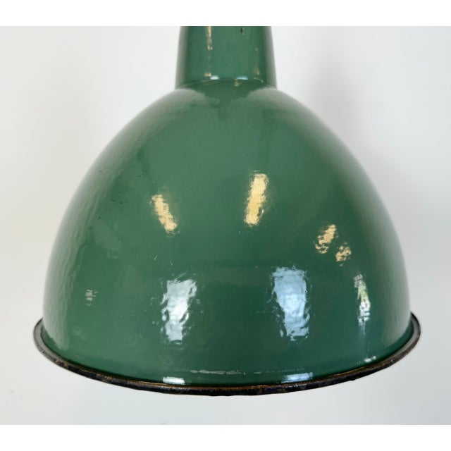Industrial Green Enamel Factory Pendant Lamp, 1960s For Sale - Image 4 of 16