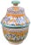 Handcrafted and glazed ceramic lidded bowl from Fez, Morocco. Features an intricately hand-painted Moorish pattern in a...