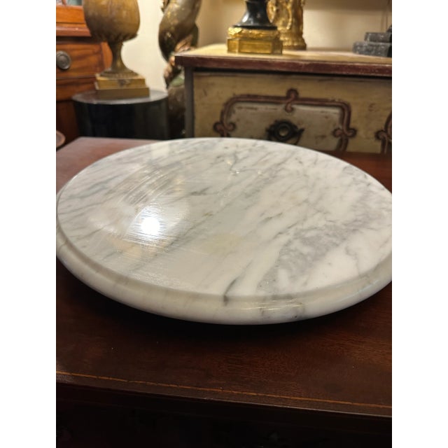 Contemporary Vintage Italian Postmodern Carrara Marble Lazy-Susan. For Sale - Image 3 of 9