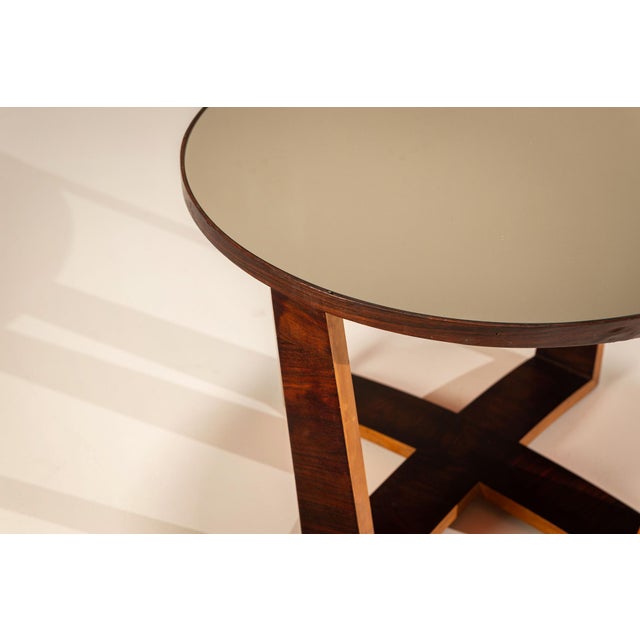 Italian Side Table with Mirrored Top and Geometrical Legs, 1940s For Sale - Image 10 of 13