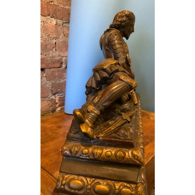 Brown 1950s Statue Mantle Clock, Mid-Evil Knight, Western Germany For Sale - Image 8 of 11