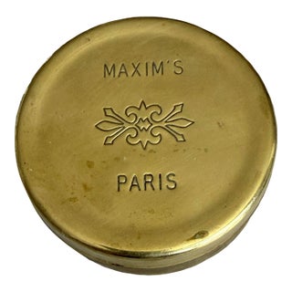 Maxim's Paris Restaurant Brass Round Lidded Box For Sale