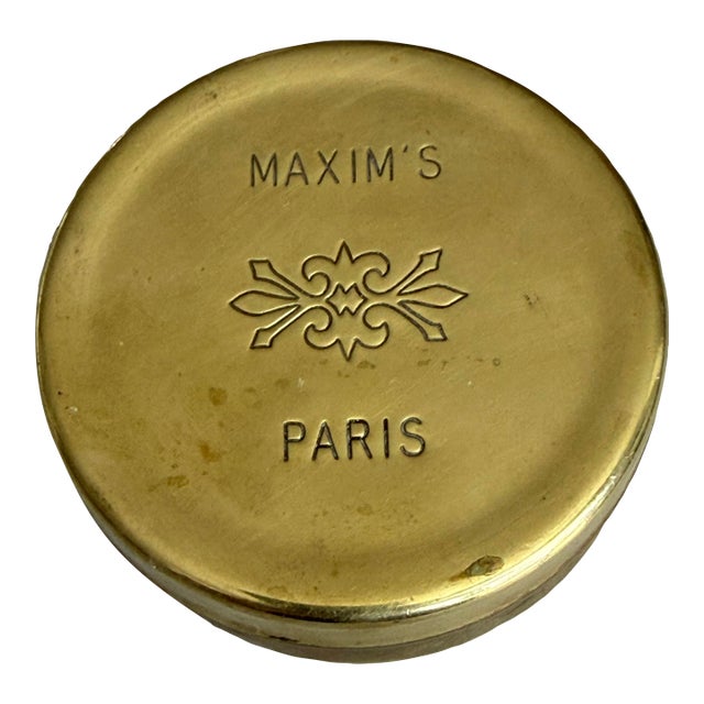 Maxim's Paris Restaurant Brass Round Lidded Box For Sale