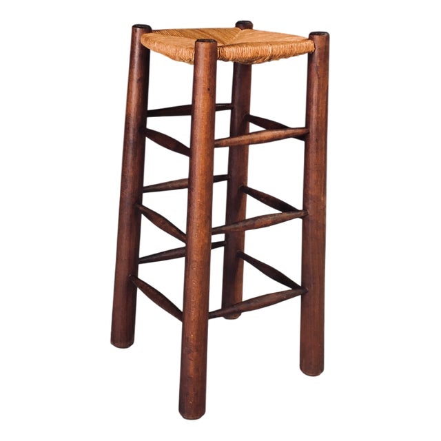 Brutalist Bar Stool from Charles Dudouyt, France, 1940s For Sale