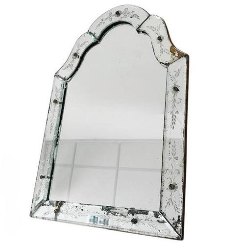 Antique Venetian Table Mirror in Etched Glass, 1900s For Sale - Image 6 of 12
