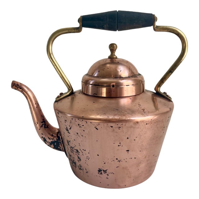 Vintage European Copper Tea Pot For Sale