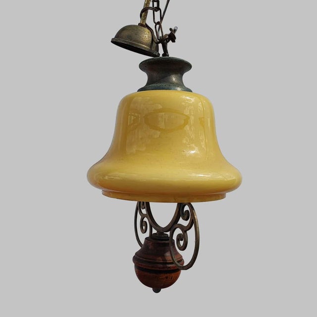 Cream Cream Colored Opal Glass Pendant For Sale - Image 8 of 8