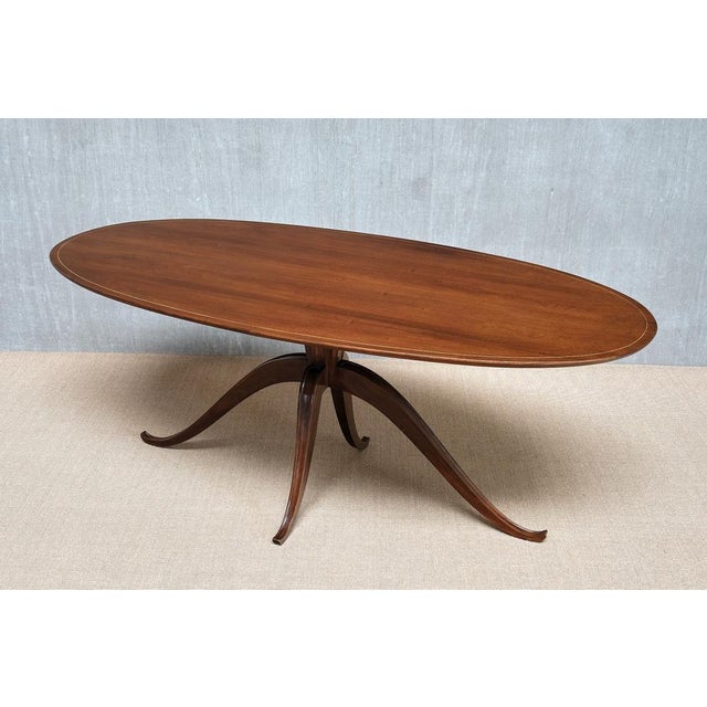 Oval Dining Table in Walnut attributed to Franco Buzzi, Italy, 1940s For Sale - Image 3 of 18