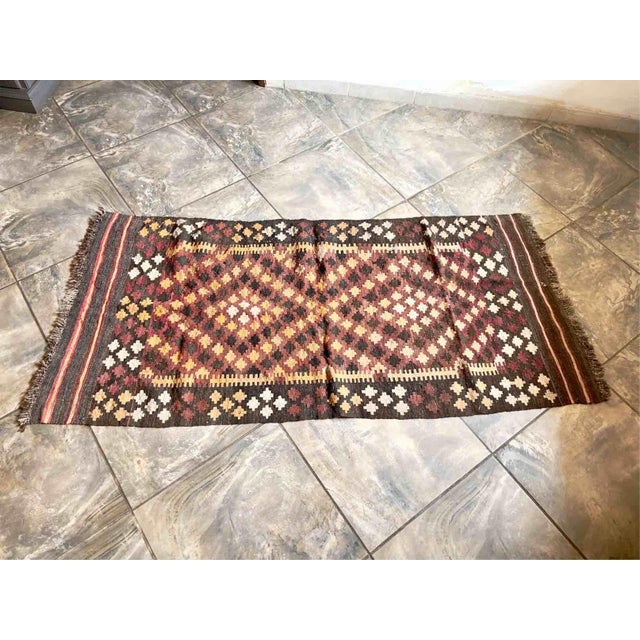Vintage Kilim Runner Rug with Geometric Diamond Patterns, 1960s For Sale - Image 9 of 9