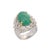 Art Deco 9.48ct Cabochon Emerald & Diamond Ancient Dome Ring in 18k Solid Gold Size 7 For Sale - Image 3 of 12