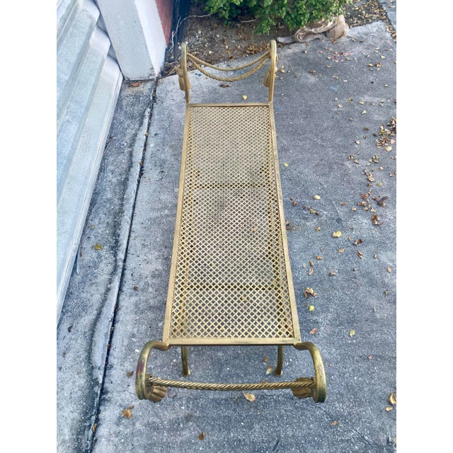 1970s Rope Gilt Metal and Teasel Bench . For Sale - Image 4 of 12