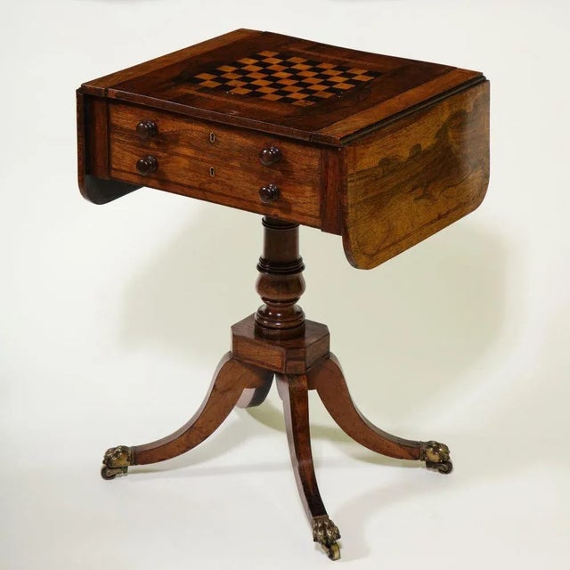 Regency Rosewood Backgammon Games Table For Sale - Image 4 of 9