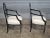 Late 20th Century Pair of Karges Hepplewhite Plum Arm Chairs Ebonized, Carved Hand Painted Leather Fabric For Sale - Image 9 of 11