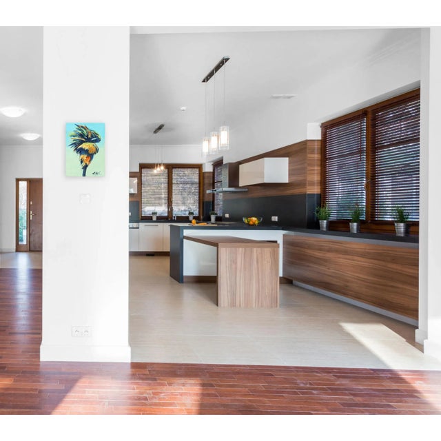 Textile Windy Palm - Contemporary Botanical Landscape Tree Acrylic Painting by Kathleen Keifer For Sale - Image 7 of 8