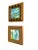 Two original mini paintings by Jessalin Beutler in a set with unique gold frames. Artwork is mixed media on canvas wrapped...