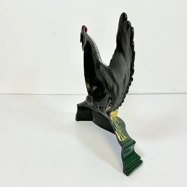 1950s Americana Arts & Crafts Cast Iron Hen, Chick & Eggs Doorstop. For Sale - Image 12 of 13