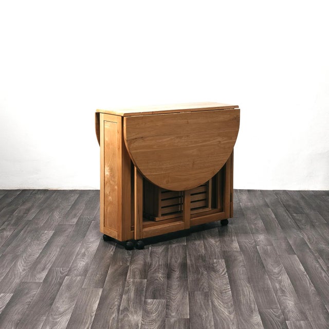 Vintage Drop-Leaf Opening Table and Folding Chairs, 1980s, Set of 5 For Sale - Image 9 of 14