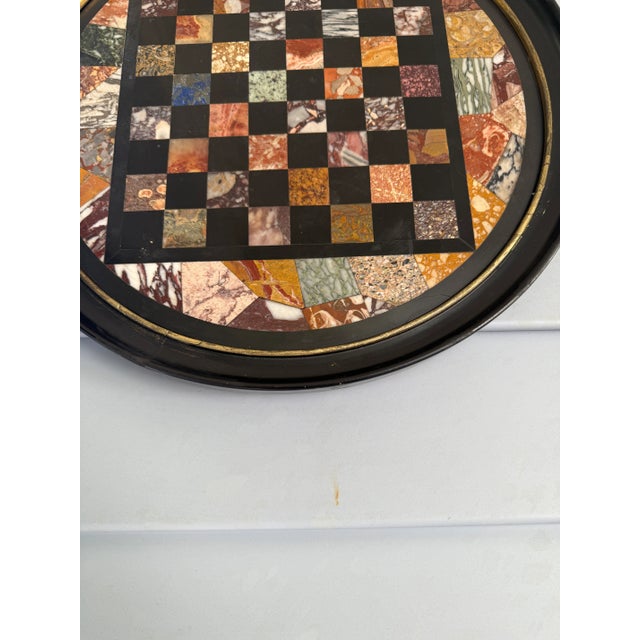 Italian Grand Tour Specimen Marble Circular Chessboard Plaque Pietra Dura 19th C For Sale - Image 10 of 10