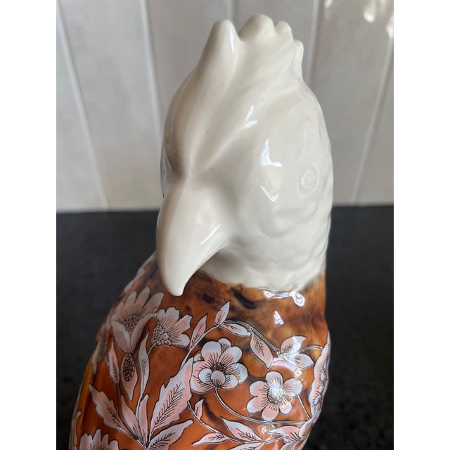 English Pair of Ceramic Cockatoo Vases For Sale - Image 3 of 4