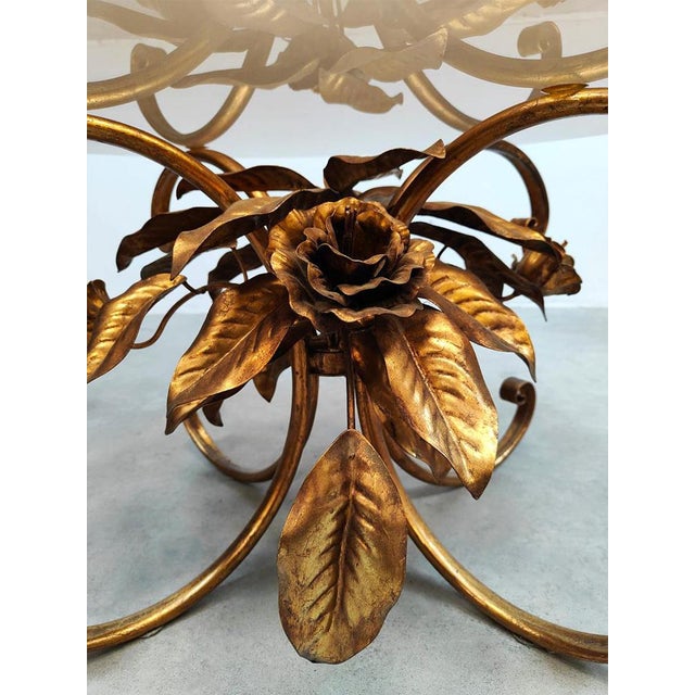 Mid-Century Gold Gilded Coffee Table Bouquet of Roses, 1960s For Sale - Image 4 of 6