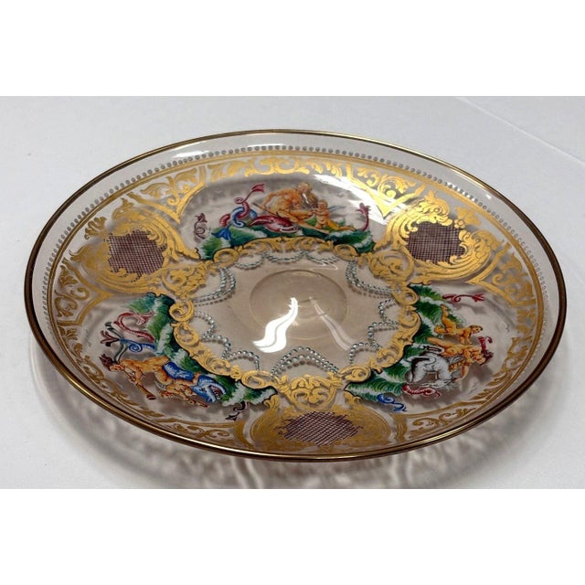 Price reduced $40. Now only $99! This very old dish is handblown and enameled with beautiful scenes. Also includes gold-...