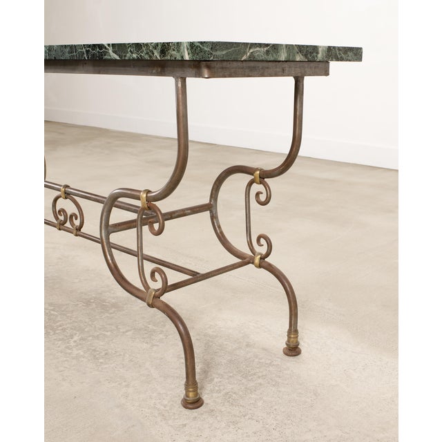 French Belle Époque Steel Marble Bronze Pâtisserie Table Console For Sale - Image 16 of 18