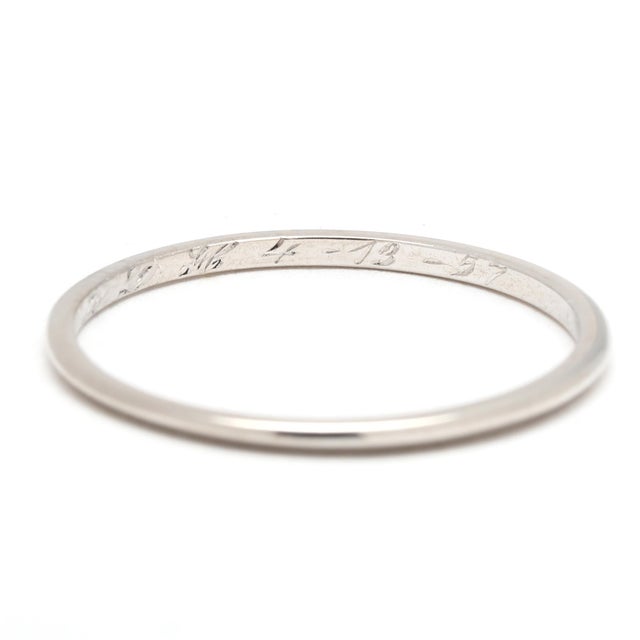 Metal 1970s Art Deco Knife Edge Thin Band Ring, Platinum, Ring Size 6.5 For Sale - Image 7 of 8