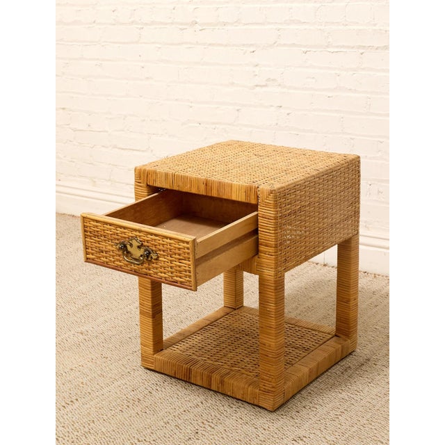 Pair of Vintage Rattan Nightstands With Drawers and Brass-Tone Hardware For Sale - Image 12 of 12