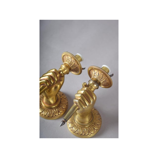 Brass Hand Wall Sconces by Andre Arbus, 1960s, Set of 2 For Sale - Image 6 of 15
