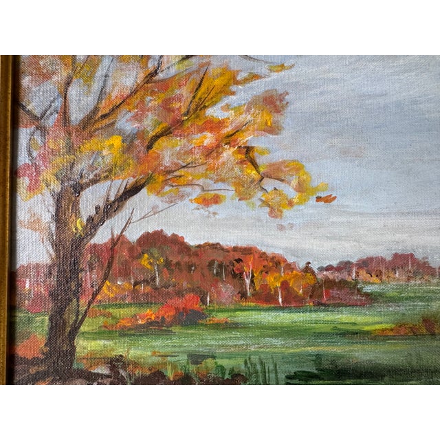 1960’s Vintage Klowery Autumn Landscape Oil on Board – Frame For Sale - Image 9 of 12