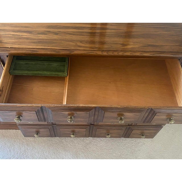 Pennsylvania House Oak Dresser With Triptych Mirror American Traditional With Colonial Charm Late 20th Century Excellent Condition For Sale - Image 9 of 18