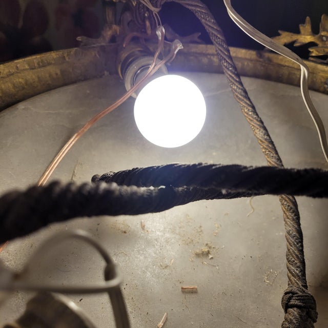 Early 20th Century Art Nouveau Ceiling Lam in Alabaster and Gilt Bronze, France, 1930s For Sale - Image 16 of 18