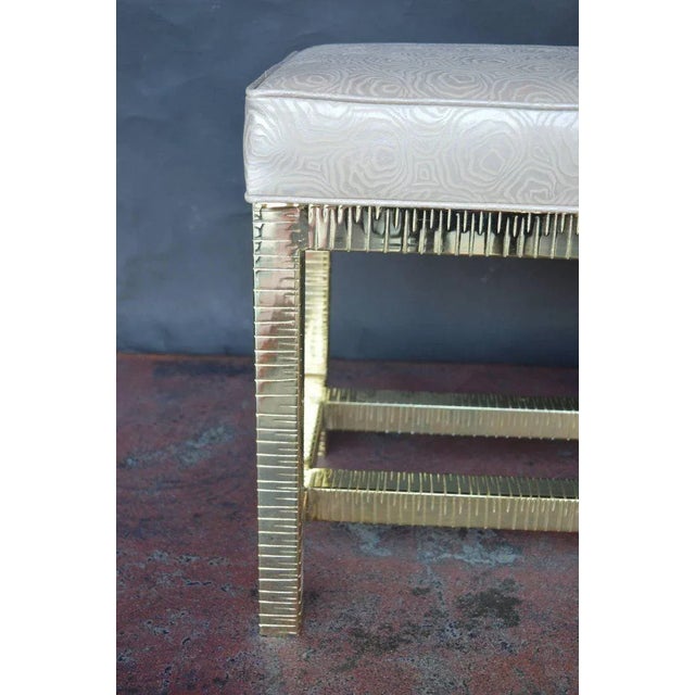 Contemporary Brass and Leather Bench For Sale - Image 3 of 4