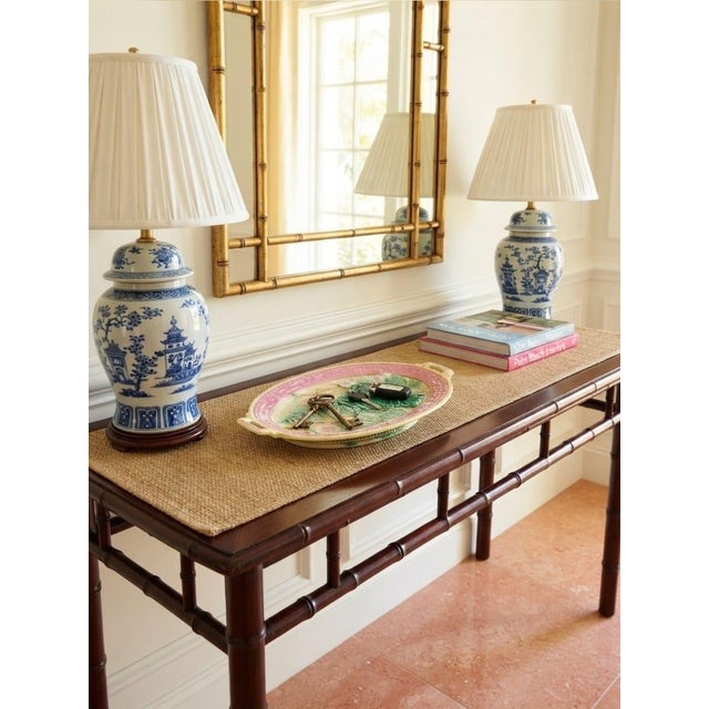 Antique Victorian Majolica Oval Pedestal Dish With Botanical & Greek Key Motif For Sale - Image 9 of 12