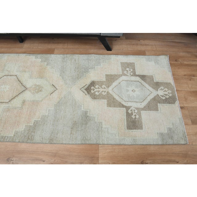 1970s Vintage Handmade Wool Cotton Turkish Pink Runner Rug For Sale - Image 11 of 11
