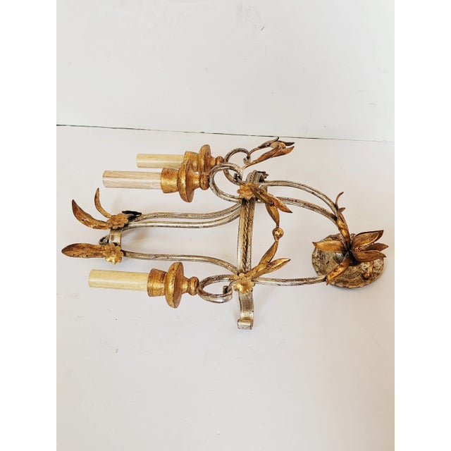 Regency Style Swag Gilt Iron Wall Sconces - A Pair For Sale - Image 9 of 12